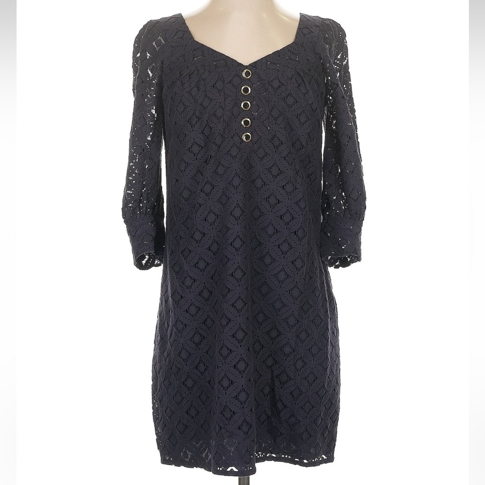 Vintage An Original Milly of New York Timeless Navy Lace Overlay Dress Size 2 XS